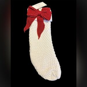 Cupcakes and Cashmere Knit Christmas Stocking red bow
